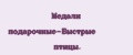 Медали подарочные-Быстрые птицы.