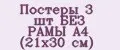 Постеры 3 шт БЕЗ РАМЫ А4 (21х30 см)