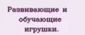 Развивающие и обучающие игрушки.