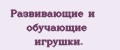 Развивающие и обучающие игрушки.